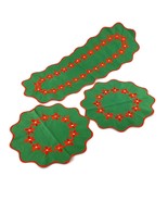 Set of 1 vintage Christmas table runner and 2 Christmas doilies christma... - $29.57