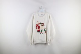 Vintage 90s Streetwear Womens OS Distressed Christmas Santa Elf Sweatshirt USA - £31.23 GBP