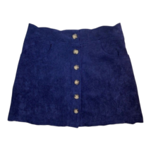 IZ Byer Girl Flare Corduroy Skirt Blue Scalloped Waist Button Front Pockets XL - £10.96 GBP