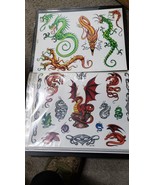 LOT of 2 VTG Tattoo Flash Wall Art Sheets Jeff Bartels Frederici Dragons... - $723.31 MXN