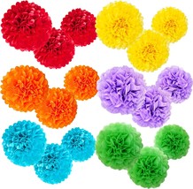 Party Decorations 18pcs Decorative Tissue Paper Pom Poms of 14in 12in 10in Color - £24.96 GBP