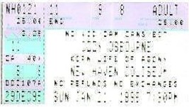 Vintage Ozzy Osbourne Ticket Stub January 21 1996 New Haven Connecticut - £19.41 GBP