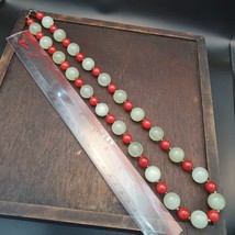 Chinese Jade Tibetan Jadeite Beads necklace with Silver Lock - £49.46 GBP
