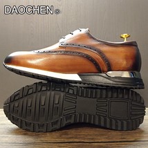 Luxury Brand Men Casual Shoes Black Brown Gray Real Leather Sneakers Man Shoe Me - £117.84 GBP