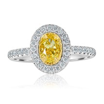 GIA Certified 1.11 CT Fancy Yellow Oval Diamond Engagement Ring 18k Gold - $79,508.22 MXN