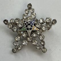 Eastern Star Masonic Clear Rhinestone Enamel Vintage Pin Brooch - $19.75