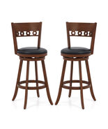 Set of 2 Swivel Bar Stools with Rubber Wood Frame - $170.96