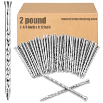 2 Pounds 304 Stainless Steel Spiral Shank Nails 2-1/4 Inch for Flooring &amp; Fence - £29.98 GBP