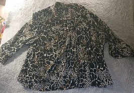 Maggie Barnes Top Womens 4X Animal Print 3/4 Sleeve Leopard Button Down Blouse - £19.45 GBP