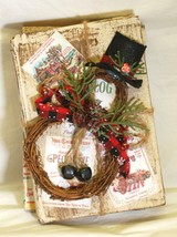 Christmas Decorative Books Snowman Wreath - £17.12 GBP