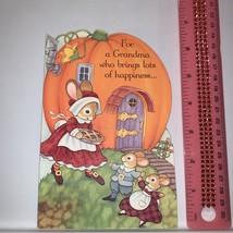 Vintage 1980’s American Greetings Thanksgiving Card Grandma Pumpkin Rabbits - £3.35 GBP