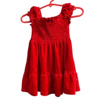 Hart Street Baby Girls Infant 12 months Red Crushed Velvet Dress Ruched ... - $6.92