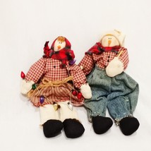 Snowman Couple Soft Dolls Handcrafted Shelf Sitters 9&quot; Christmas Winter ... - $28.70