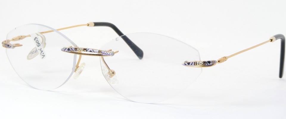 Vintage VIDI VICI EV1544 010 MULTICOLOR /GOLD UNIQUE RARE EYEGLASSES 55-... - $79.20