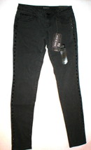 NWT Womens Juniors Zana Di Premium Jeans Black Metal Studs 7 28 X 32 Skinny Girl - £31.07 GBP