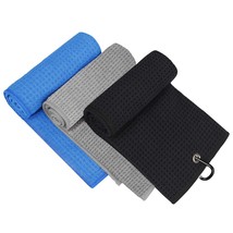 MOSUMI Golf Towel, 3 Pack Microfiber Golf Towels (16&quot;x16&quot;) for Golf Bag with Car - £18.35 GBP