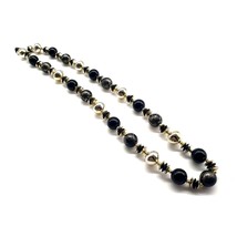 Necklace Womens Vintage Costume Jewelry 29&quot; Hand Painted Plastic Bead Black - £14.62 GBP