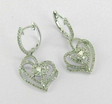 2Ct Rotondo Diamanti Finti Cuore Goccia/Orecchini Pendenti 14K Bianco Dorato - £74.30 GBP