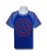 Captain America Kids Shield on Blue Space Dye T-Shirt Blue - £16.41 GBP