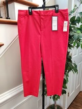 Charter Club Women Red Cotton &amp; Rayon Mid Rise Slim Leg Crop Pant Size 12 Petite - £22.37 GBP