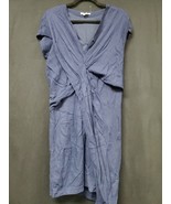 HELMUT Helmut Lang Angled Pintuck Front Dress Blue Wool Blend Size 4 Wra... - $1,381.21 MXN