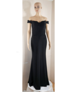 Cinderella Divine  Black Stretch Crepe Satin Off Shoulder Gown Dress Wms... - £84.45 GBP
