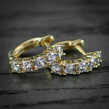 1CT Rund Künstlicher Diamant Verlobung Klein Reifen Ohrringe 14k Gelb Vergoldet - £74.16 GBP