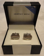 Geoffrey Beene Polished Silver Oval Engravable Cufflink - £11.98 GBP