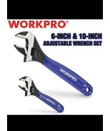 WORKPRO 2PC Adjustable Wrench Set 6&quot; 10&quot;  Wrench Wide Jaw Black Oxide Me... - $14.84