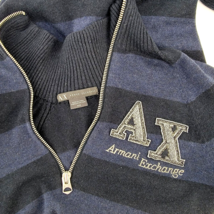 Armani Exchange 1/2 Zip Blue Striped Sweater Men's Size M Slim - $27.67