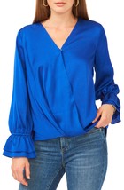 Vince Camuto Solid Surplice Ruffled-Cuff Top - £27.09 GBP