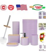 Stylish Bamboo Bath Accessories Set - Decorative 6-Piece Set in Sriral P... - $69.92 CAD