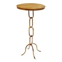 47th &amp; Main Modern Round Metal Wood Top Accent Table, 16&quot; D x 30&quot; H, Gold Looped - £93.61 GBP