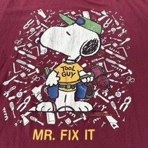 Vintage Peanuts Snoopy Tool Guy Mr Fix It Mens XL T-Shirt Maroon USA Fathers Day - £22.07 GBP