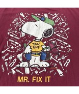 Vintage Peanuts Snoopy Tool Guy Mr Fix It Mens XL T-Shirt Maroon USA Fat... - £21.99 GBP