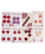 Vtg Lot Red Purple Peach Coral Colored Buttons W/ Card Round Lansing - $8.99