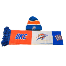 OKC Thunder Beanie &amp; Scarf Set Adult Size Knit Winter Cap NBA Fan Gear - $545.59 MXN