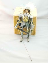 Old Papier Mache &amp; Wood Doll Marionette Puppet Tin Armor Silk? Clothing ... - £176.93 GBP