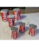 LOT of 6 Coca Cola Can Christmas Ornaments - 6 Holiday COKE CHRISTMAS Or... - £11.73 GBP