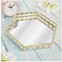 28.5 cm Hexagon Crystal Iron Cosmetic Perfume Organizer Tray Cake Display Decor - £19.24 GBP