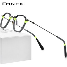 FONEX Acetate Titanium Gles Frame Men 2021 New Vintage Square Prescription Eyegl - £150.89 GBP