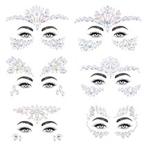 Face Gems 6 Sets Mermaid Face Jewels Temporary Tattoo Stickers Acrylic Crystal G - £19.51 GBP