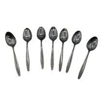 Vintage International Stainless Tablespoons Set 7 Korea Floral Pattern MCM - $32.99