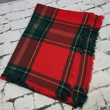 Vintage Christmas Throw Blanket Traditional Red Green Plaid 40&quot; X 60&quot; - £19.32 GBP
