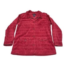 Denim &amp; Co Womens Large Red Corduroy Button Up Jacket Front Pockets Western - £14.32 GBP