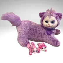 Kitty Surprise Purple Plush Cat Mommy 2 Baby Plush Kitten Puppy Rubber Face Toys - £13.93 GBP