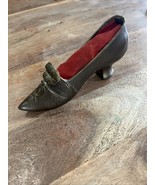 Antique  PINCUSHION SHOE  Metal High heel sewing collectible  7” - $34.30 CAD