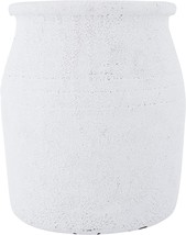 Off-White Decorative Coarse Terracotta Distressed Volcano Glaze Crock, Op, 7&quot; H. - £31.35 GBP