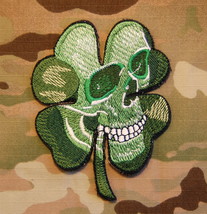 Pirate Skull Clover Military Army Morale MilSpec Black Ops SWAT ACU Patch Hook - £5.99 GBP