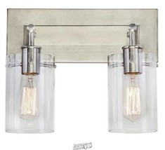 Regan 12.75 in. 2-Light Brushed Nickel Vanity Light with Clear Glass Shades - £41.63 GBP